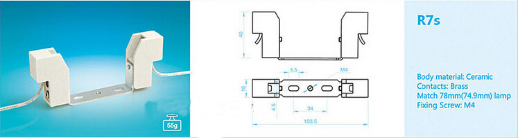 78mm R7S halogen light socket diagram