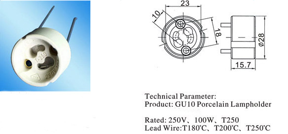 GU10 lamp holders diagram