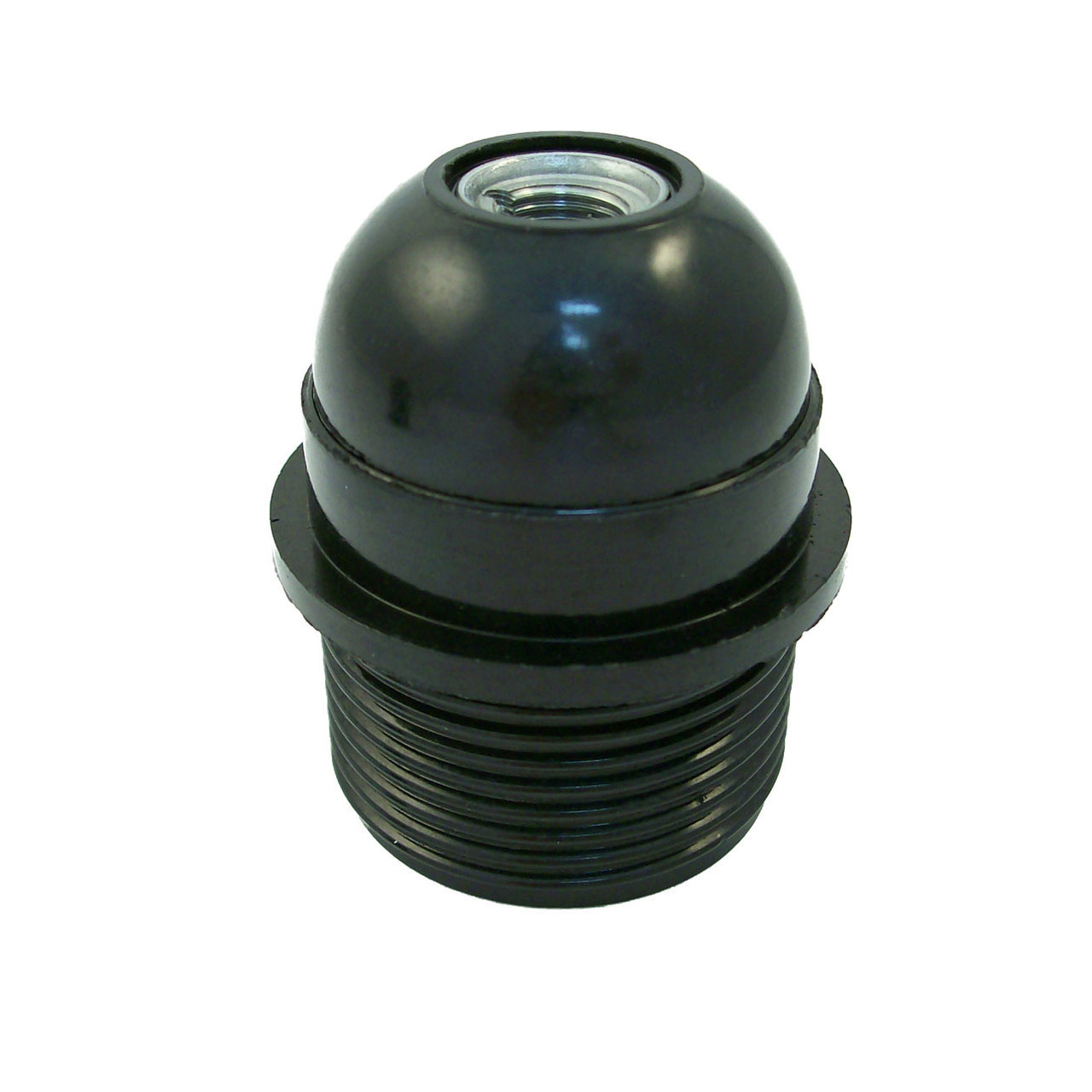 Lamp or Pendant Lampholder with Shade Ring in Black Bakelite Edison Screw E27 