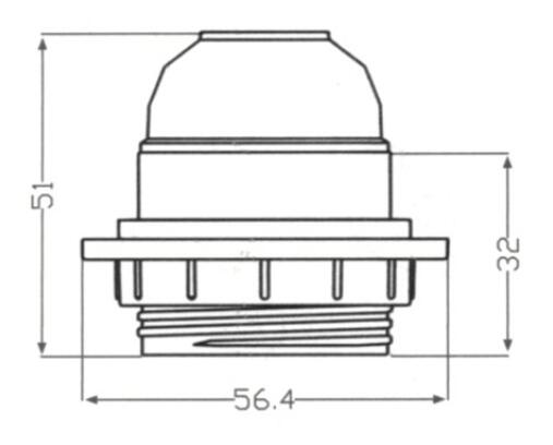 Bakelite E26 lamp base half thread and lock screw drawing diagram