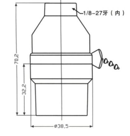 Bakelite E26 light base smooth skirt and lock screw diagram