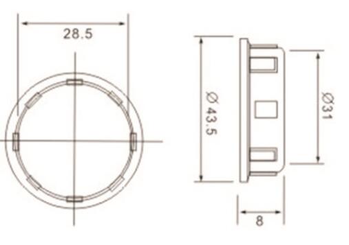 E14 lamp base Irregular Skirt with outer ring diagram