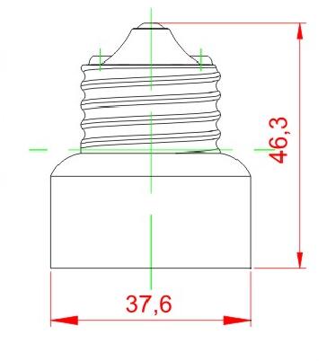E26 to E11 ceramic lamp holder adapter for led lamps technical drawing