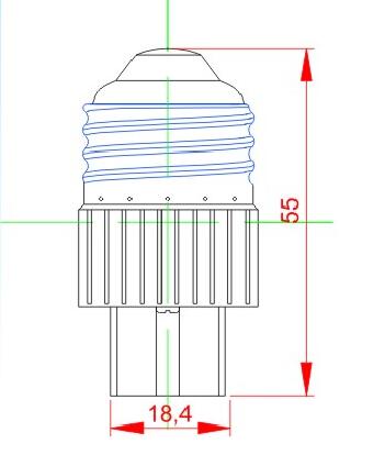 E26 to G9 porcelain lamp holder adapter technical drawing
