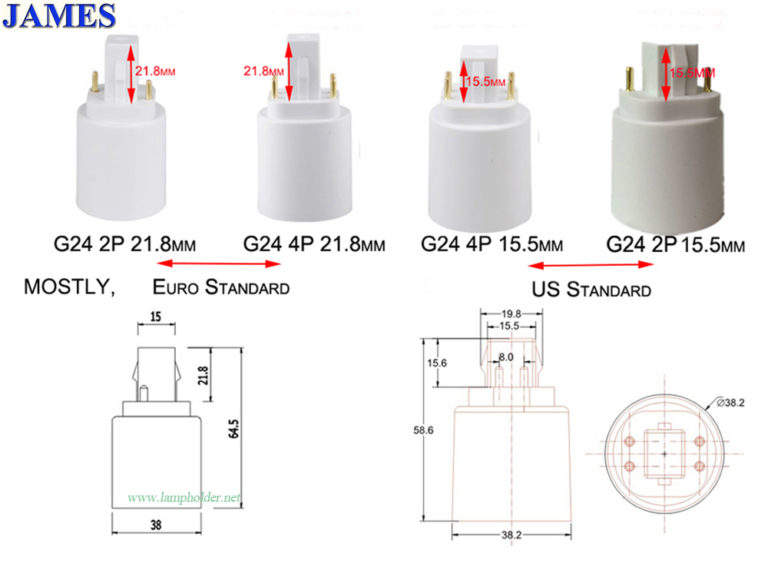 Gx24 To E26 & E27 Adapter 4 Pin Cfl To Led Conversion Plug