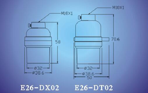 E26-DX02 E26-DT02 light bulb sockets dimension size