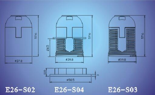 E26-S02,E26-S04,E26-S03 bakelite lamp holder technical diagram