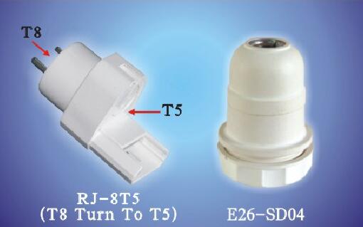 JMS-8T5, E26-SD04 J (T8 Turn To T5) Lamp holders