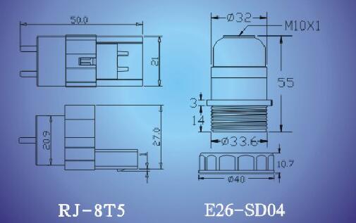 JMS-8T5, E26-SD04 lamp holders technical Diagram