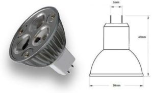 MR16 lamp holder for bulb diagram