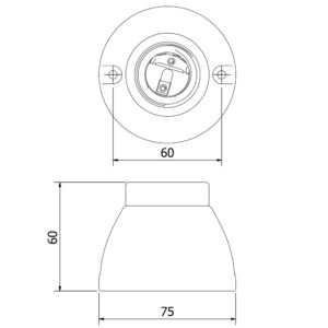 Porcelain Batten e27 lamp holders technical diagram