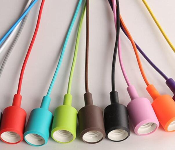 Colorful E27/E26 Silicone Ceiling Lamp Holder Light Socket Customize Rope Cord 