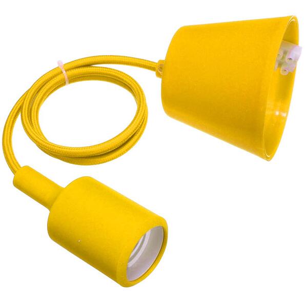yellow Silicon e27 pendant lamp holder DIY Ceiling Light