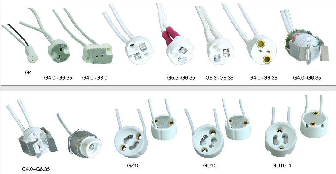 Gu10 g4 mr16 Version Socket Connector with Cable from hochvertigem Ceramic 