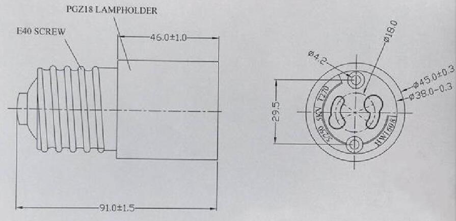 PGZ18 PGZX18 Light Socket diagram