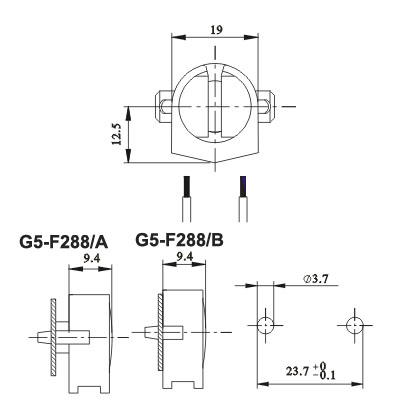 fluorescent LED lamp holders G5 F288 AB diagram