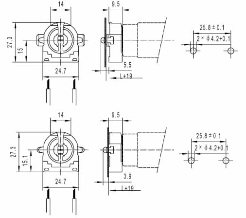 G13  F41 End fixing fluorescent lamp holders drawing dimension size