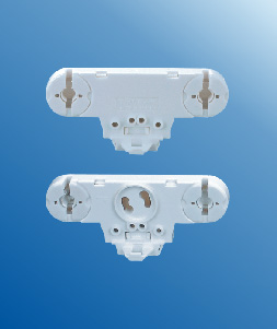 Twin fluorescent lamp sockets with starter holder T8 G13