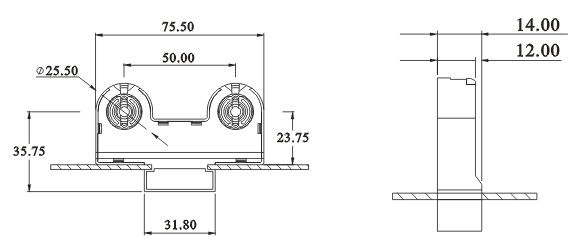 Twin Double fluorescent lamp holders G13 F263 D base diagram