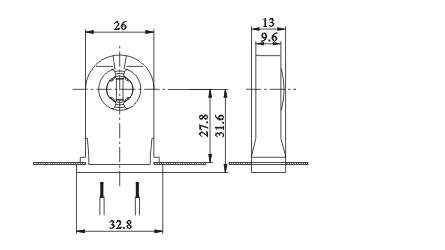 LED fluorescent light holders G13 F02 diagram