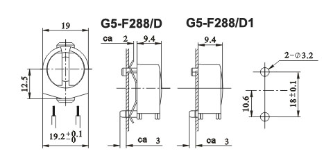 fluorescent LED lamp holders G5 F288 D1 diagram
