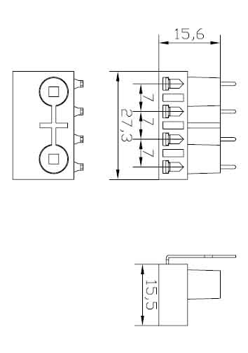 2G7 Surface mounted four needle Plug in lamp holders diagram