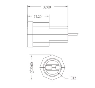 E12 Phenolic Candelabra Edison Screw Lamp holders Diagram
