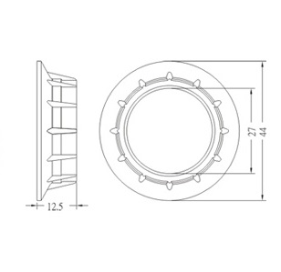 Phenolic ring for E14 lamp holder GE-6001 Diagram