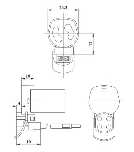Push on lamp socket with starter holder G10q F33 diagram