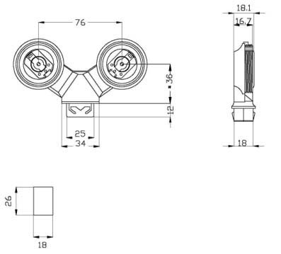 T8 G13 Protected twin slots lamp insertion screw base diagram
