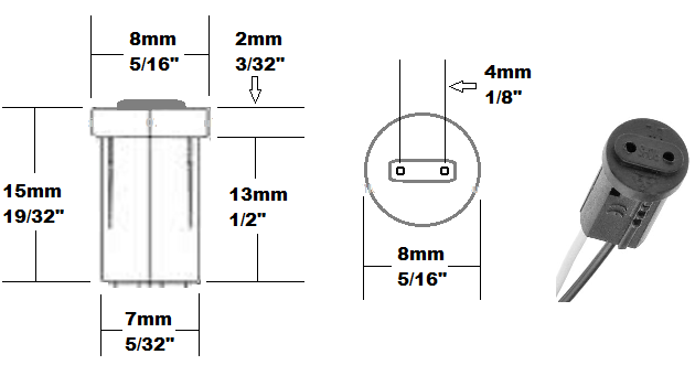 G4 plastic Bi-pin socket base MR11 lamp holder drawing size