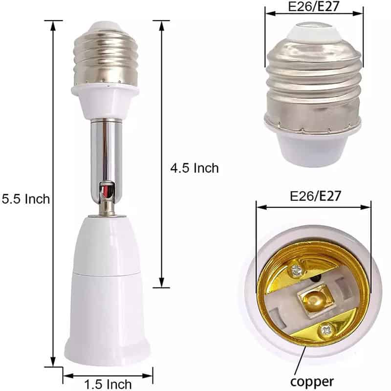 E27 Light Socket Extender 14cm Extension Socket