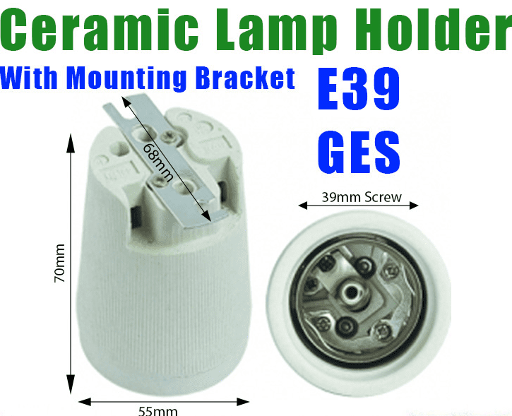 E39 E40 Mogul Edison Screw Ceramic Lamp Holder Socket with Mounting Bracket