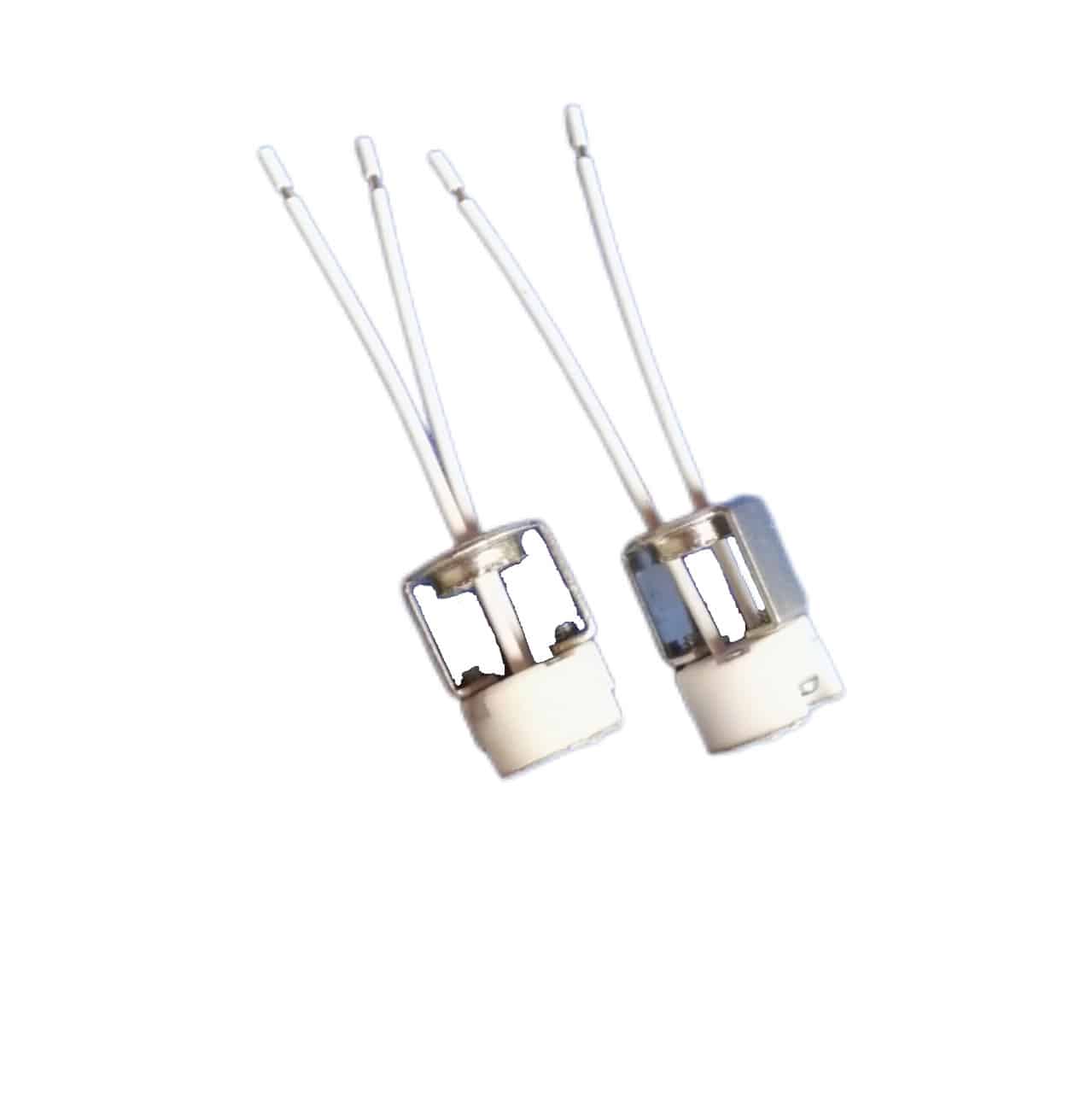 G5.3 Bi-Pin Base LED Halogen porcelain light sockets with metal mounting hickey and Teflon coated leads