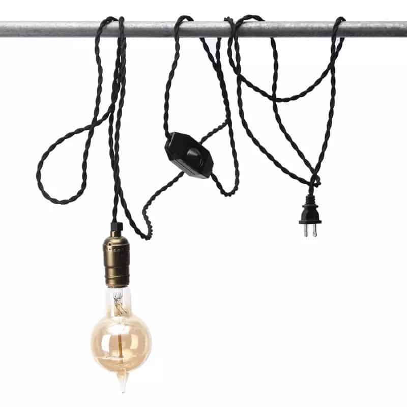 E26 E27 pendant hanging light socket with fabric cable cord fitting Kit with plug
