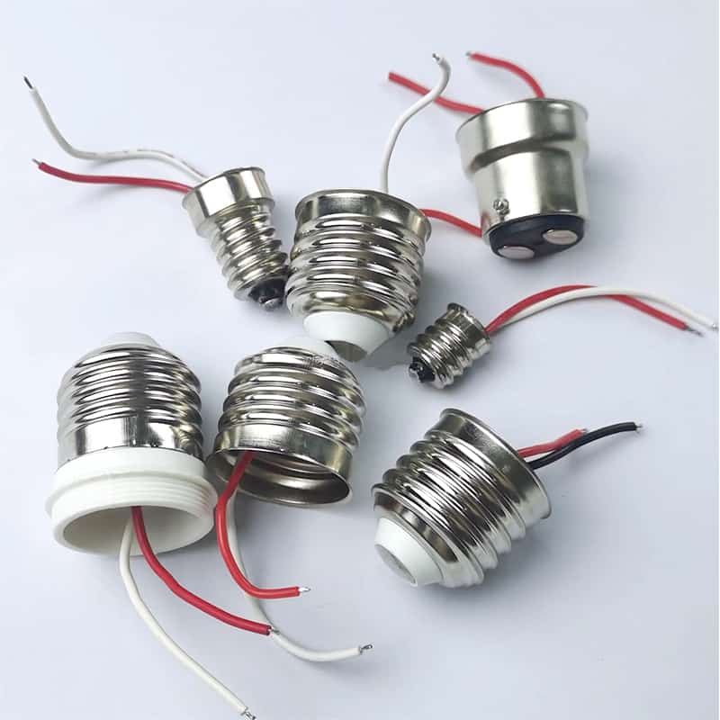 Screw solderless brass Nickel Plated E27 E26 Lamp caps with wires cord