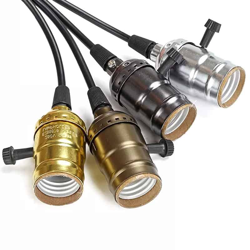 Vintage brass E27 Aluminum Retro Antique Lamp Base Holder Industrial Pendant Screw Bulb Light Screw Socket with Switch 110V 220V