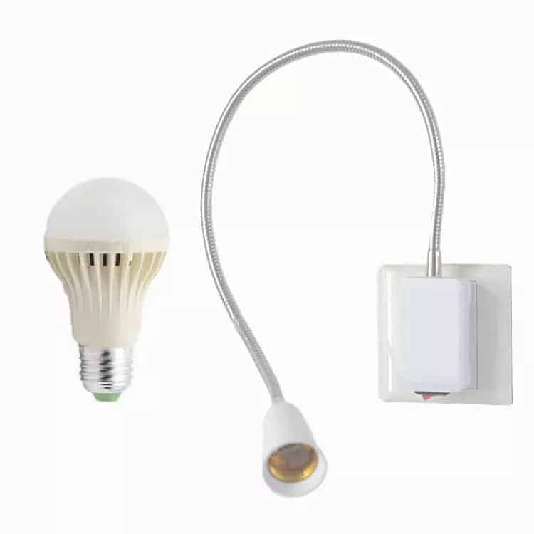 Wall lamp night light energy-saving LED bulb with extended flexible tube feeding lamp holder with plug wall switch socket lamp