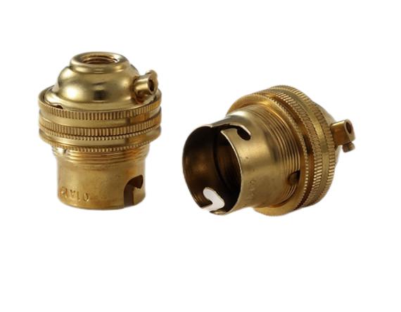 B22 Brass Bayonet Light Bulb Sockets with Earth Terminal