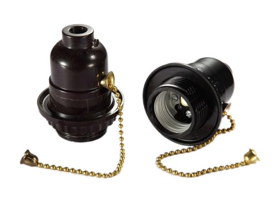 E26 Bakelite Thread Light Bulb Sockets with Pull Chain Switch