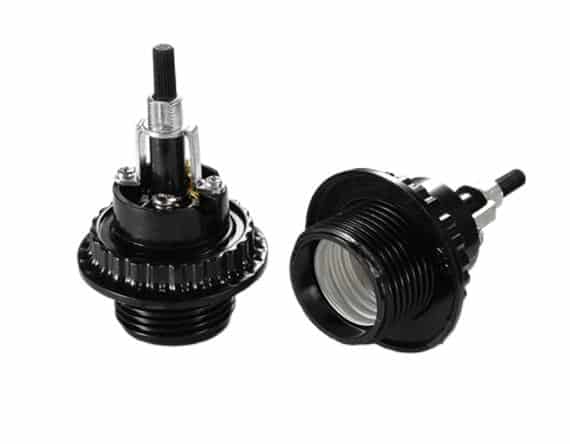E26 Phenolic Turn Knob Light Bulb Sockets Black